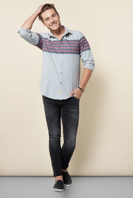 Integriti Grey & Red Striped Shirt Integriti Grey & Red Striped Shirt