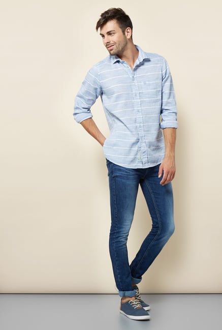 Integriti Blue & White Striped Cotton Shirt Integriti Blue & White Striped Cotton Shirt