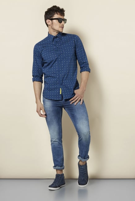 Integriti Navy Slim Fit Printed Shirt Integriti Navy Slim Fit Printed Shirt