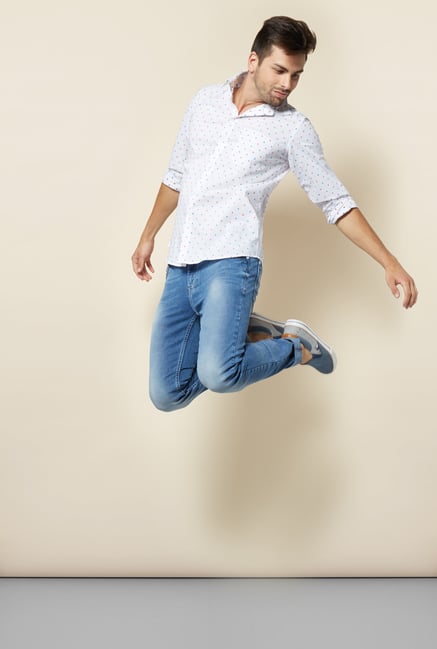 Integriti White Printed Cotton Shirt Integriti White Printed Cotton Shirt