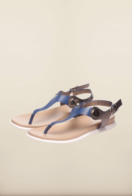 Pavers England Navy Flat Sandals Pavers England Navy Flat Sandals