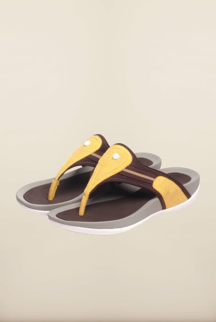 Pavers England Yellow & Brown Slippers Pavers England Yellow & Brown Slippers