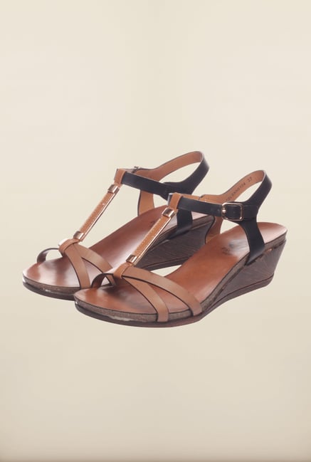 Pavers England Brown & Black Ankle Strap Sandals Pavers England Brown & Black Ankle Strap Sandals
