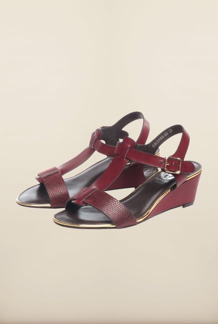Pavers England Burgundy Ankle Strap Sandals Pavers England Burgundy Ankle Strap Sandals