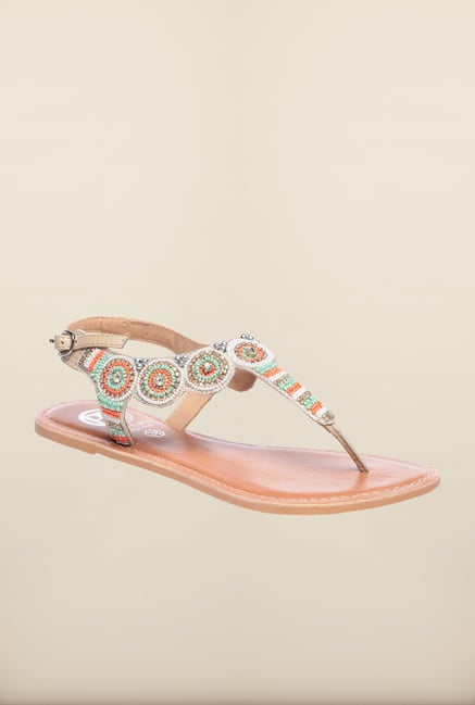 Pavers England Beige Flat Ethnic Sandals Pavers England Beige Flat Ethnic Sandals