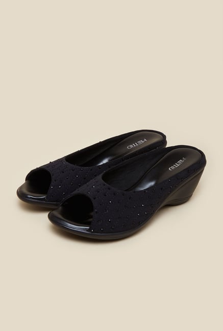 Metro Black Peep Toe Wedges Metro Black Peep Toe Wedges