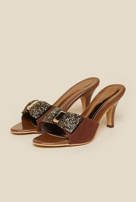Metro Brown Mule Stiletto Sandals Metro Brown Mule Stiletto Sandals