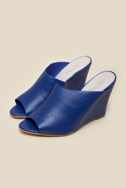 Metro Navy Mule Wedges Metro Navy Mule Wedges