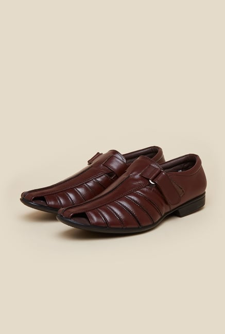 Metro Maroon Leather Fisherman Sandals Metro Maroon Leather Fisherman Sandals