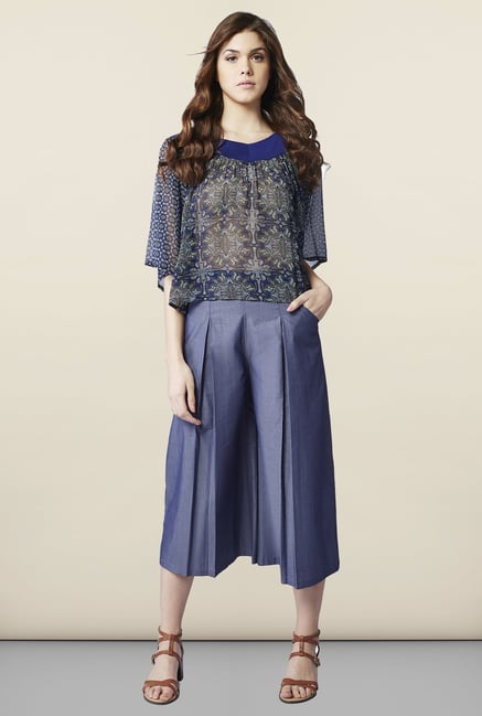AND Blue Printed Loose Fit Top AND Blue Printed Loose Fit Top