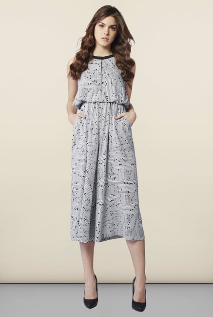 AND White Printed Jumpsuit AND White Printed Jumpsuit