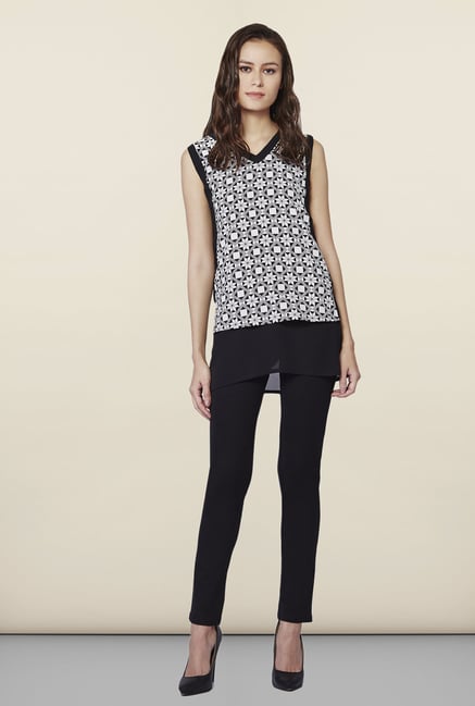 AND Black & White Printed Regular Fit Top AND Black & White Printed Regular Fit Top