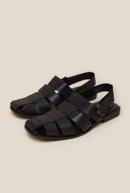 Metro Black Leather Back Strap Sandals Metro Black Leather Back Strap Sandals
