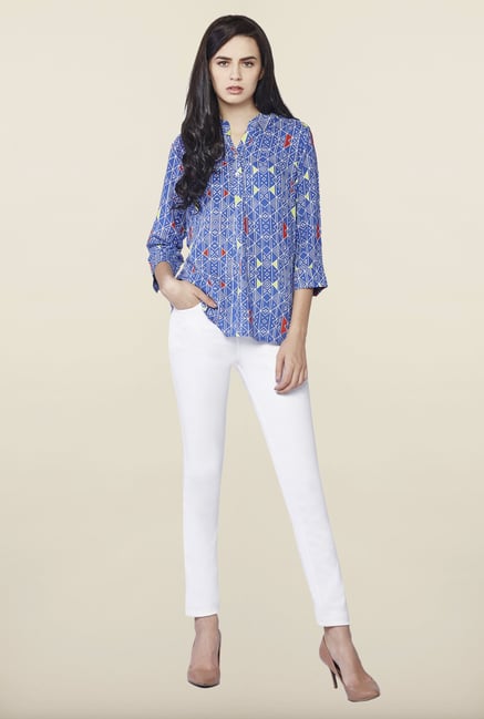 AND Blue Printed Regular Fit Top AND Blue Printed Regular Fit Top