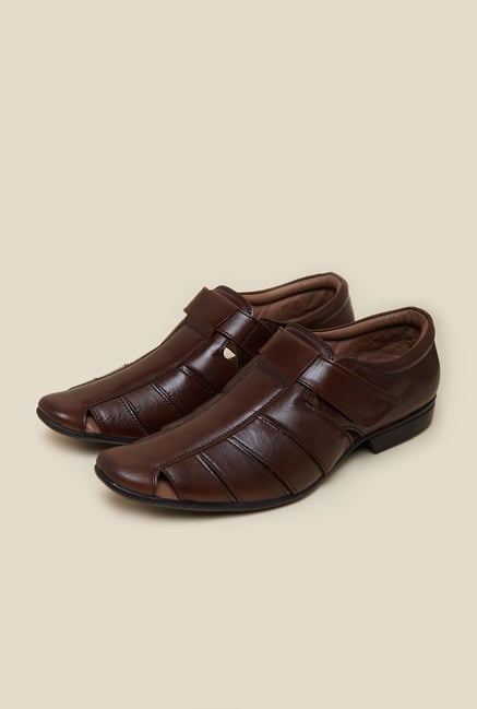 Metro Brown Leather Velcro Sandals Metro Brown Leather Velcro Sandals