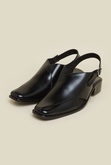 Metro Black Leather Back Strap Sandals Metro Black Leather Back Strap Sandals