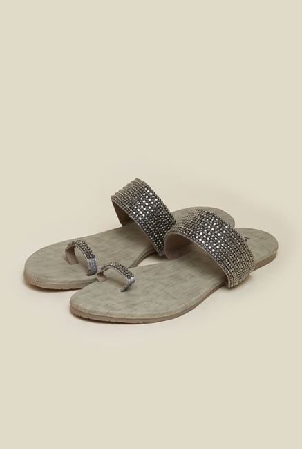 Metro Gun Metal Flat Ethnic Sandals Metro Gun Metal Flat Ethnic Sandals