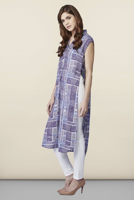 AND Blue Printed Kurta AND Blue Printed Kurta