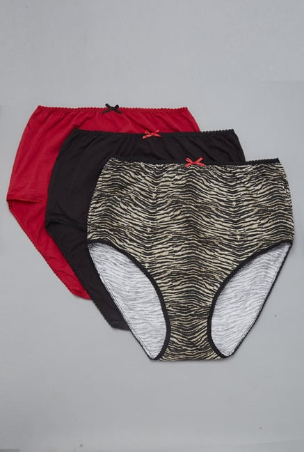 Wunderlove Black & Red Full Briefs (Pack Of 3) Wunderlove Black & Red Full Briefs (Pack Of 3)