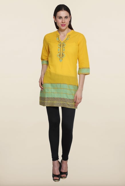 Aurelia Yellow Solid Kurti Aurelia Yellow Solid Kurti