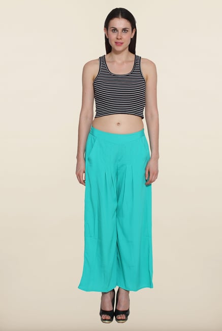Aurelia Turquoise Solid Pleated Palazzo Aurelia Turquoise Solid Pleated Palazzo