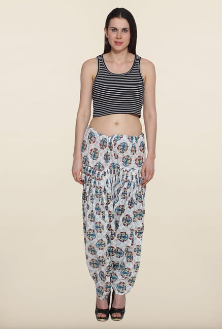 Aurelia White & Blue Printed Patiala Aurelia White & Blue Printed Patiala