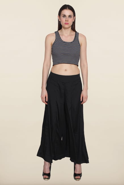 Aurelia Black Solid Full Flare Palazzo Aurelia Black Solid Full Flare Palazzo