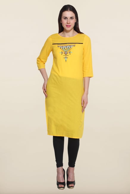 Aurelia Yellow Solid Kurta Aurelia Yellow Solid Kurta