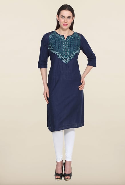 Aurelia Navy Cotton Kurta Aurelia Navy Cotton Kurta