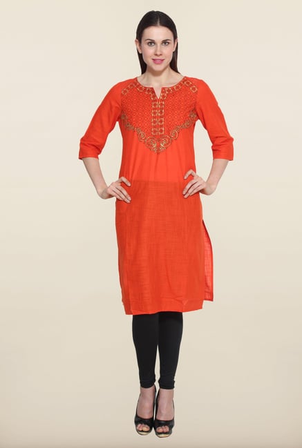 Aurelia Orange Cotton Kurta Aurelia Orange Cotton Kurta