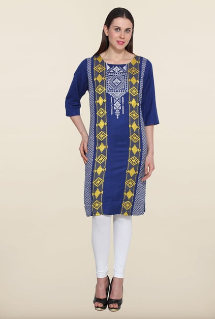 Aurelia Navy Embroidered Kurta Aurelia Navy Embroidered Kurta