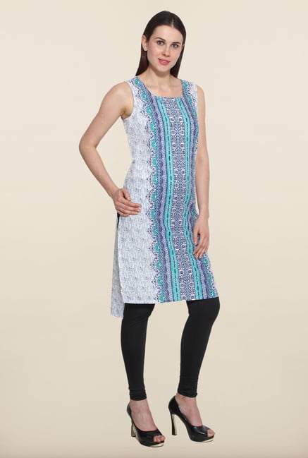 Aurelia Blue & White Printed Kurta Aurelia Blue & White Printed Kurta