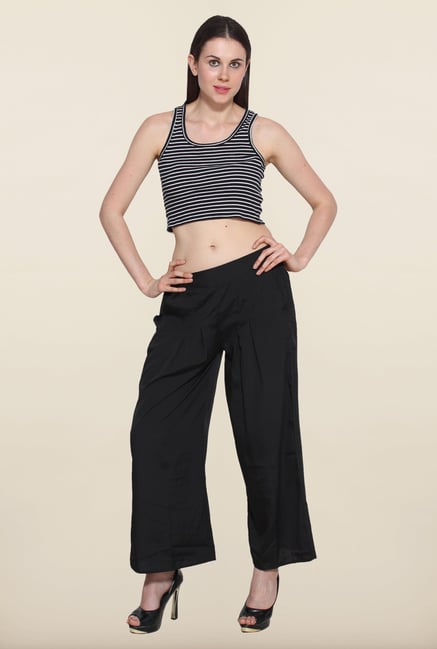 Aurelia Black Solid Pleated Palazzo Aurelia Black Solid Pleated Palazzo