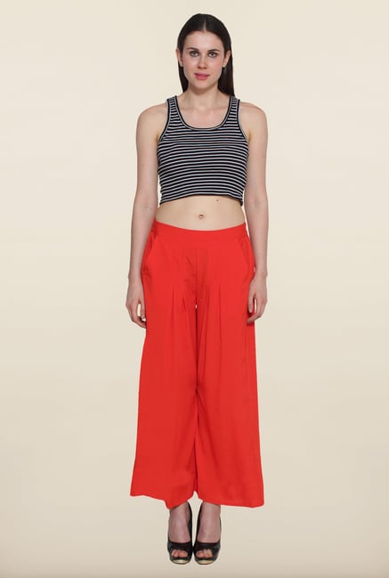 Aurelia Orange Solid Pleated Palazzo Aurelia Orange Solid Pleated Palazzo