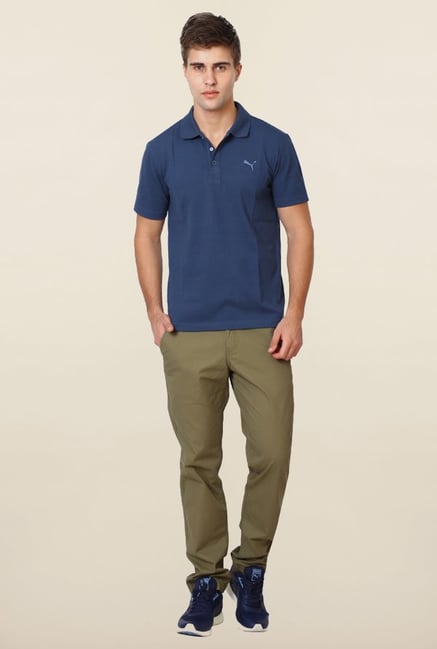 Puma Navy Solid Polo T Shirt Puma Navy Solid Polo T Shirt