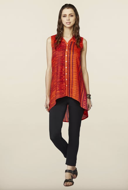 Global Desi Orange High Low Tunic Global Desi Orange High Low Tunic