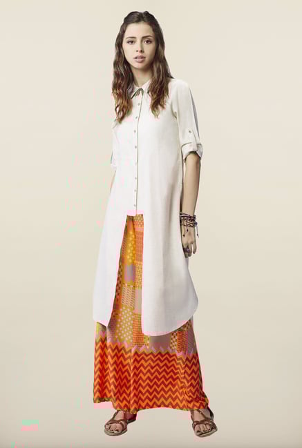 Global Desi Beige Solid Kurti Global Desi Beige Solid Kurti