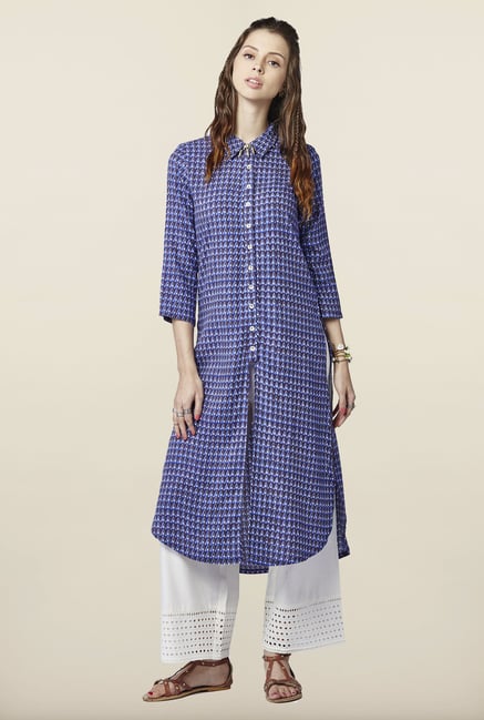 Global Desi Blue Printed Kurta Global Desi Blue Printed Kurta