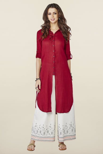 Global Desi Maroon Solid Kurti Global Desi Maroon Solid Kurti