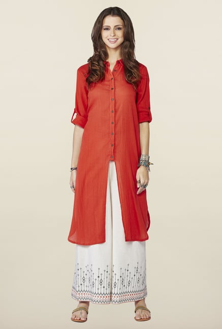 Global Desi Rust Solid Kurti Global Desi Rust Solid Kurti