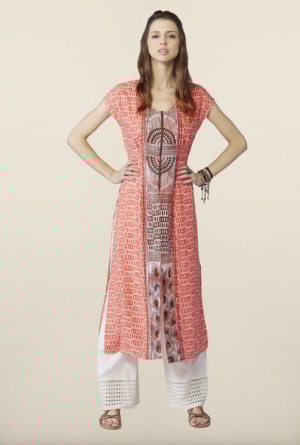 Global Desi Coral Printed Kurta Global Desi Coral Printed Kurta