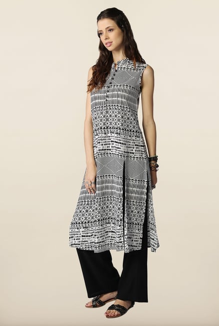 Global Desi Black & White Block Print Kurta Global Desi Black & White Block Print Kurta
