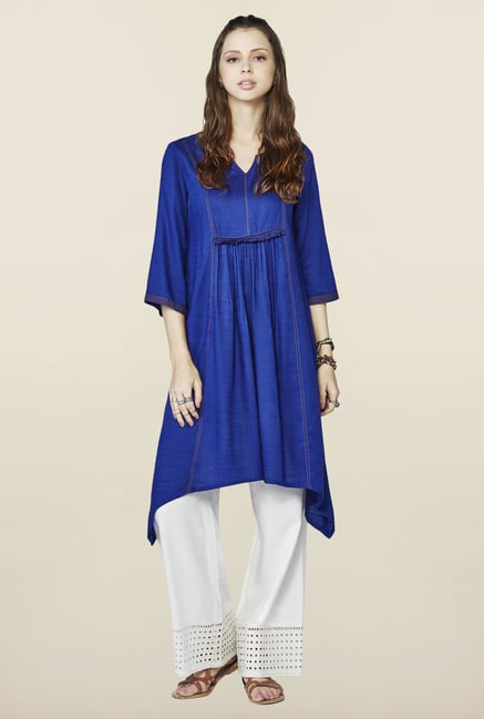 Global Desi Blue Solid kurti Global Desi Blue Solid kurti
