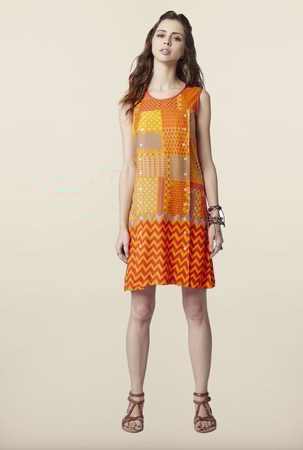 Global Desi Orange Shift Dress Global Desi Orange Shift Dress
