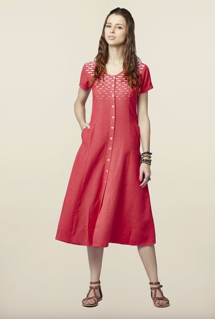 Global Desi Hot Pink Solid Dress Global Desi Hot Pink Solid Dress