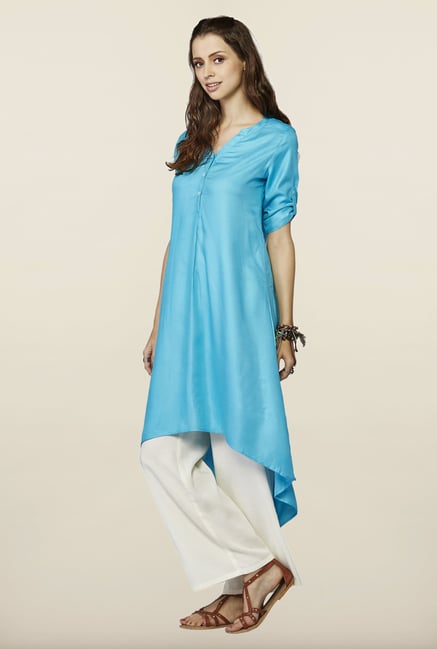 Global Desi Turquoise Solid Tunic Global Desi Turquoise Solid Tunic