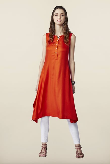 Global Desi Orange Solid Tunic Global Desi Orange Solid Tunic