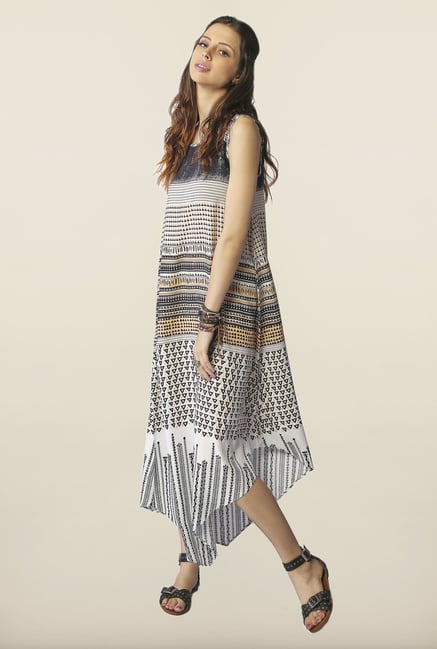 Global Desi Black Tribal Printed Midi Dress Global Desi Black Tribal Printed Midi Dress