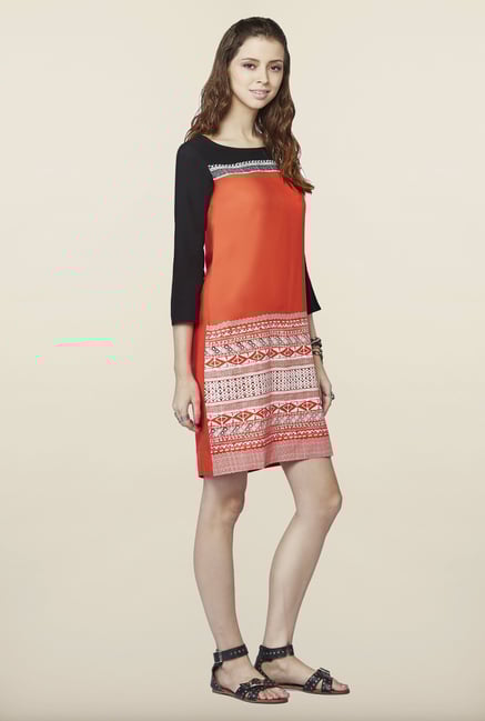 Global Desi Orange Printed Tunic Global Desi Orange Printed Tunic