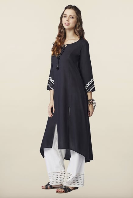 Global Desi Black Solid Kurti Global Desi Black Solid Kurti
